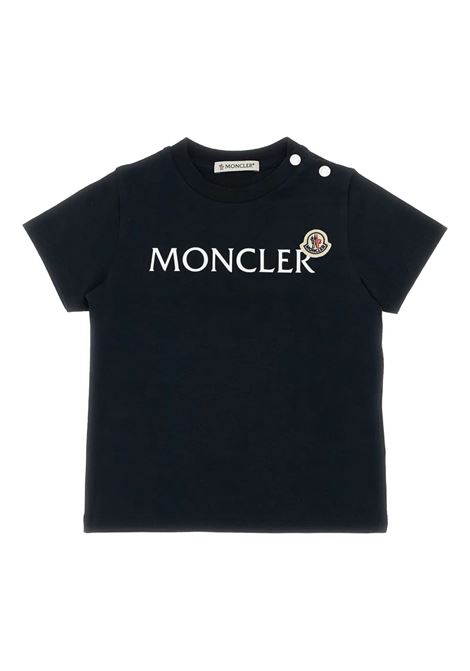 T-Shirt Blu Con Logo Bianco MONCLER ENFANT | 951-8C00006 89AUM778